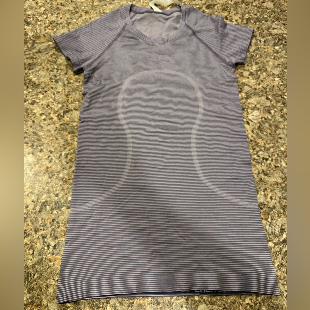 lululemon athletica Lavender Striped Short Sleeve Tee
